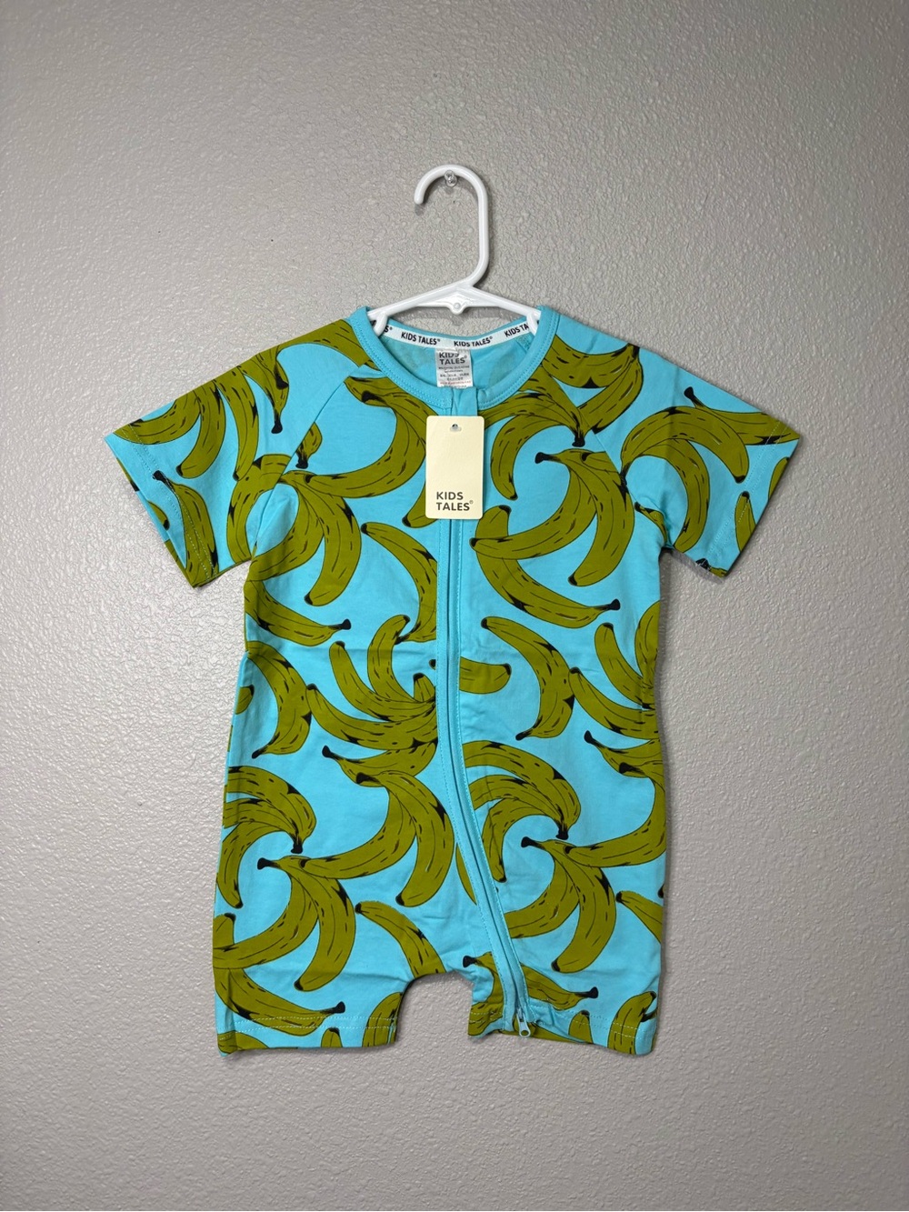 Kids Tales Banana Print Zip Romper Baby Toddler Size 3T (100) NWT Blue One Piece